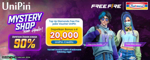 Mystery Shop Telah Hadir – Top Up Diamonds Free Fire pake Voucher UniPin, Dapatkan Bonus hingga 20,000 UniPin Credits